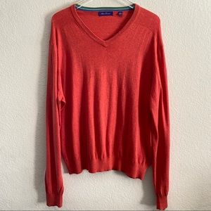 Men’s Alan Flusser Orange V-neck Sweater XL